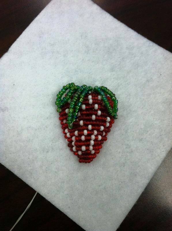 Completed beaded strawberry